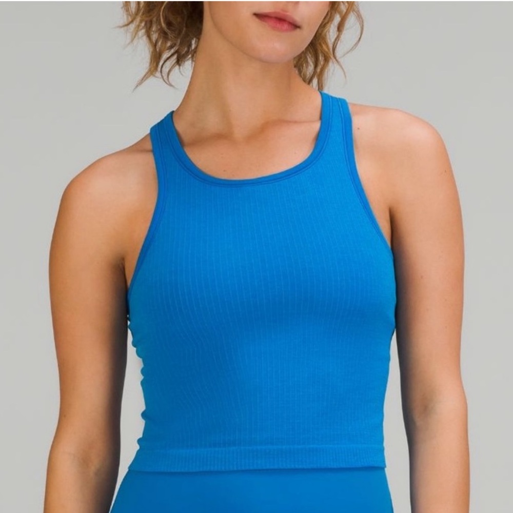 Lululemon Ebb to Street Cropped Racerback Tank Top
Size 6 - Poolside Blue